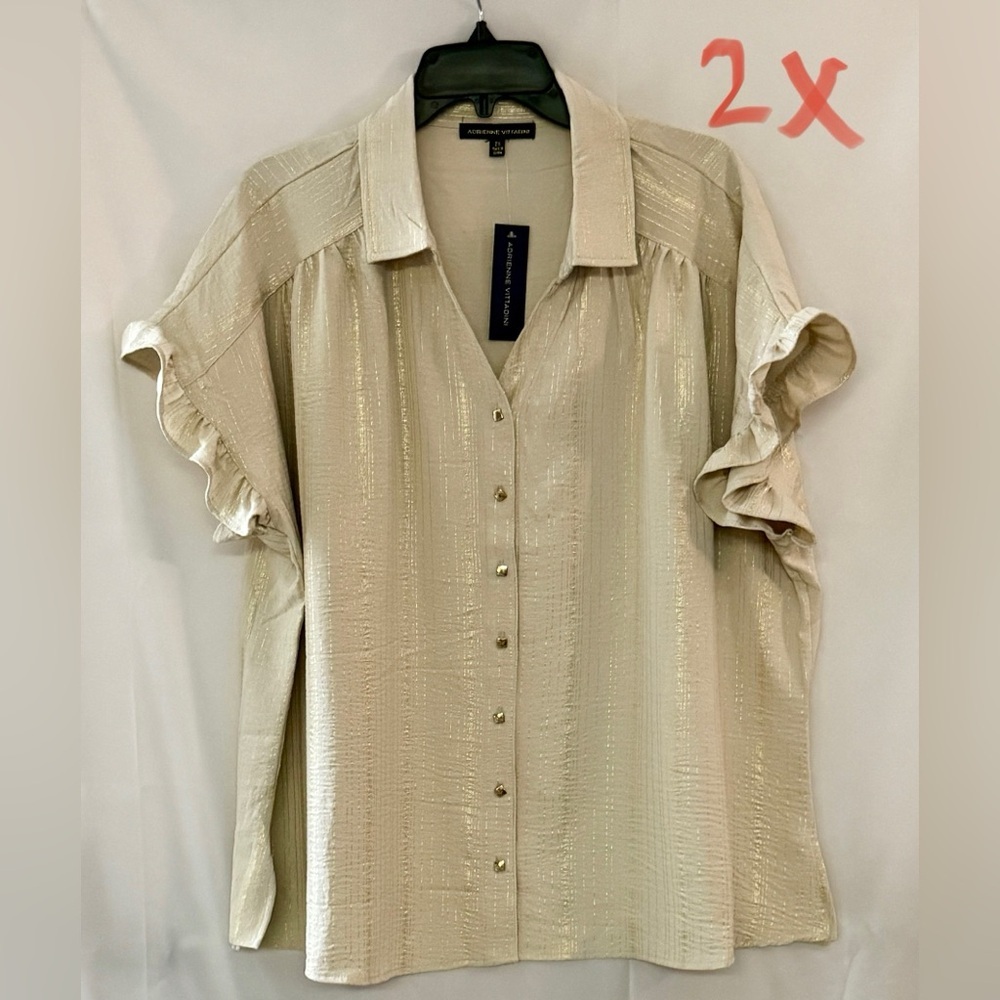 Adrienne Vittadini Cream Button-Up Blouse